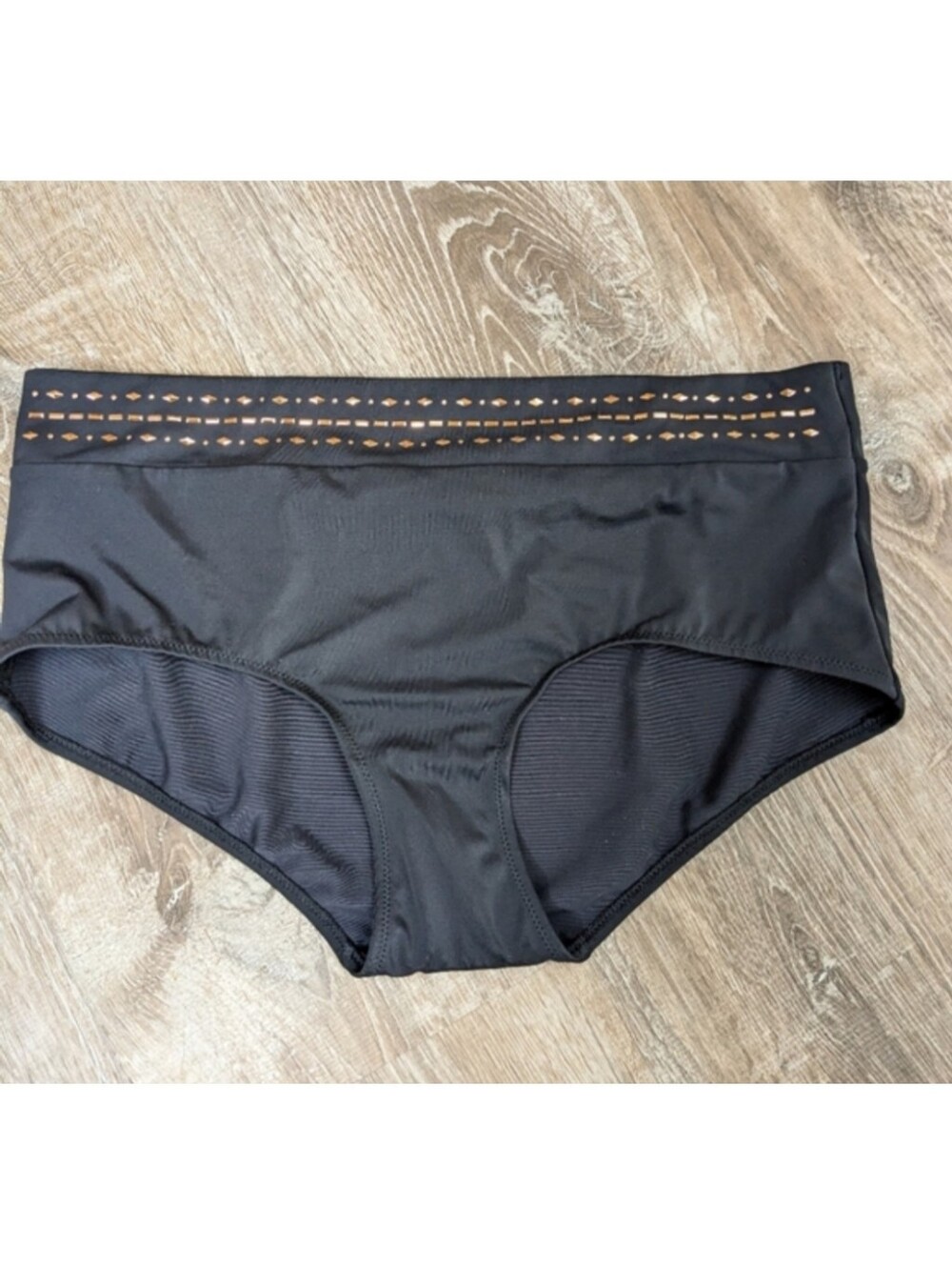 NEW Swimsuits For All Black Bikini Bottom with Rose Gold Waist Size 16